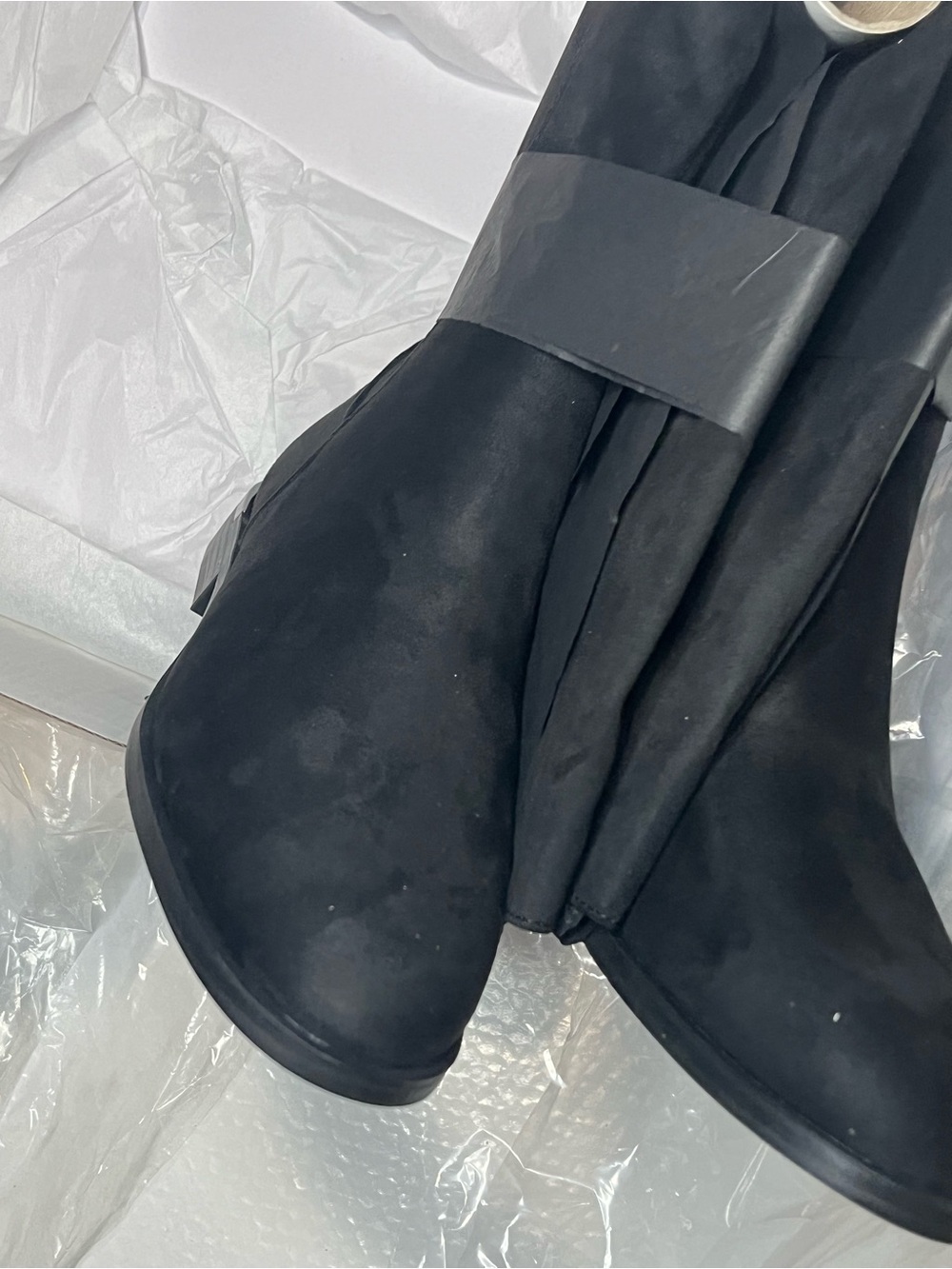 Women’s Wide Calf Black Suede knee high Boots - Classic Minimalist Style